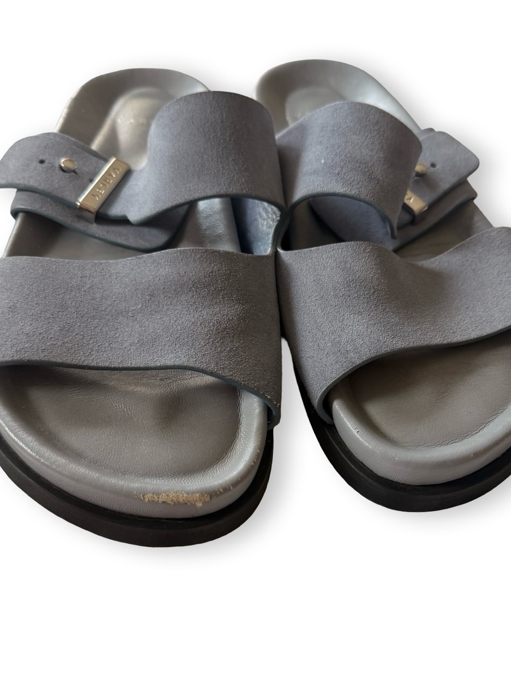 Varley Light Blue Suede Double-Strap Slide Sandals - Picture 5 of 6
